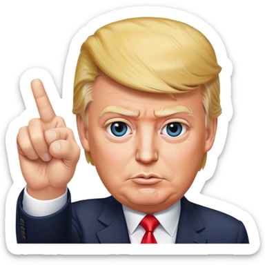 Super realistic Donald Trump pointing index finger up, realistic face sticker