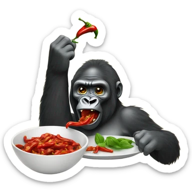 Gorilla eating chilli sticker