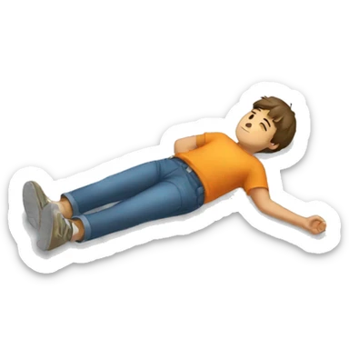 A boy lying down on the floor sticker