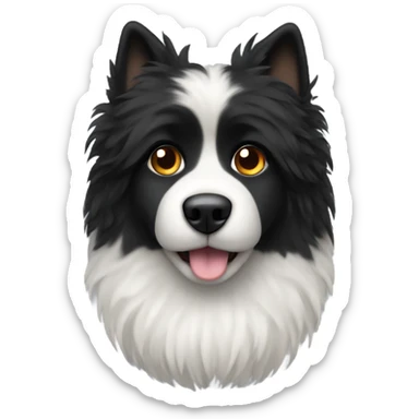 Black fluffy dog with a white stomach  sticker