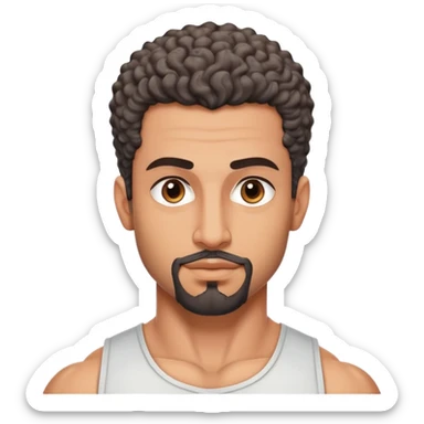 Arabischer hübscher mann mit muskeln, kurze haare locken mit seiten auf null und ziegenbart und modern sticker