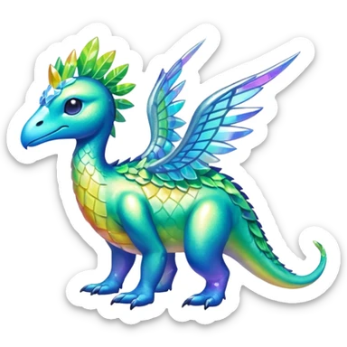 Shiny Aurorus-Heliolisk-Tropius-Fakémon-hybrid-creature (full body)  sticker