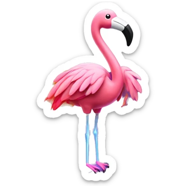 An flamingo spreading his wings that’s on a neon glowing fire around it.  sticker