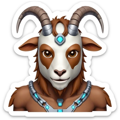 Cybernetic Goat(Ram) man 2/3 up view sticker