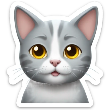 Gray cat with a halo sticker