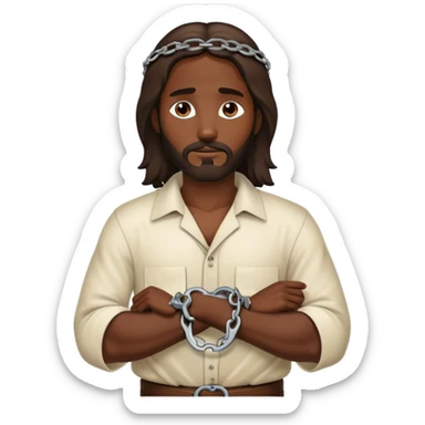 Dark skin robed Jesus in handcuffs  sticker