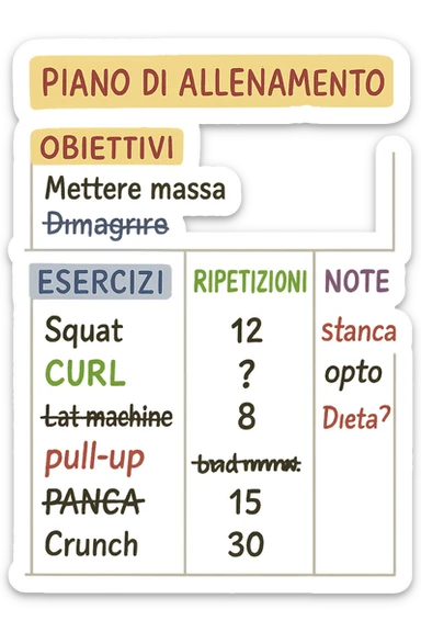 Scheda online palestra fallimentare che non va bene foglio in italiano fai un esempio delle scheda sticker