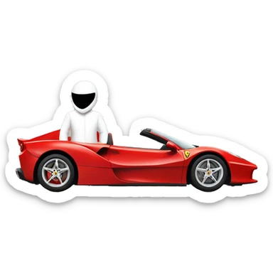 the stig with a red Ferrari behind him or driving it sticker