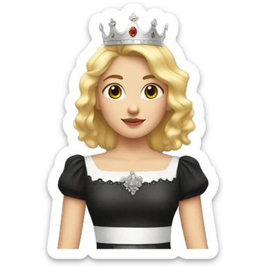 Blonde girl with a crown and a black Soot-cut blouse sticker