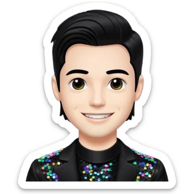 Sugar Bones, Male Electropop Singer from Confidence Man with black hair, black sequin outfit sticker