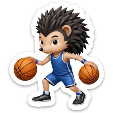 black hedgehog playing basketball sticker