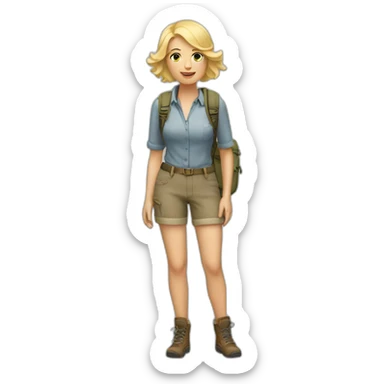 20s blonde woman Hiking (full body) sticker