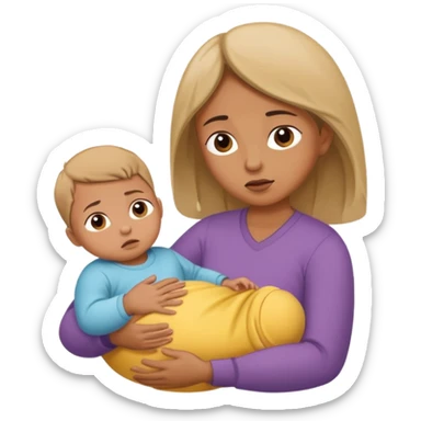 Giving birth emoji mom pushing out baby sticker