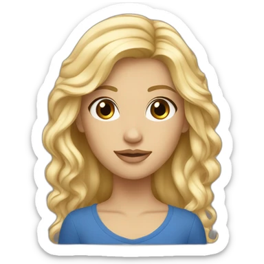 Blonde aux yeux bleus et  cheveux dégradés blonde et brune sticker