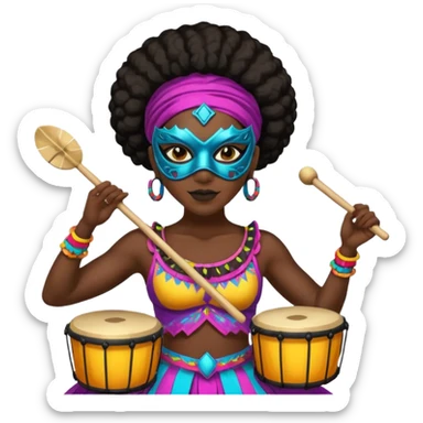 Masked Festival Drummer black woman sticker