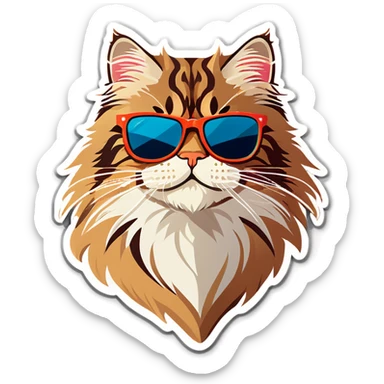 Siberian cat with sunglasses sticker