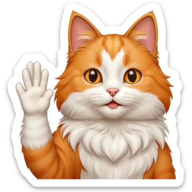The cat says hello and waves his paw sticker