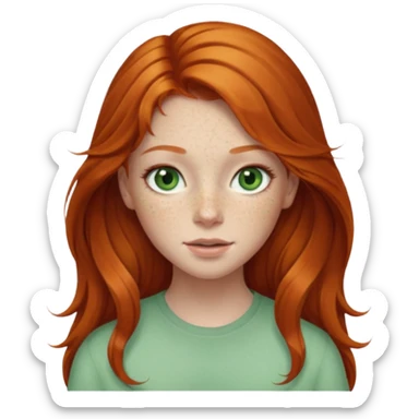 Beautiful ginger head girl with long hair and light green eyes sticker