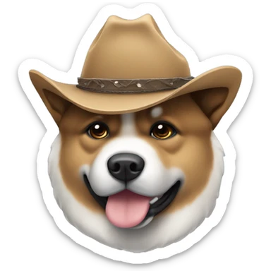 akita with dark face wearing cowboy hat sticker