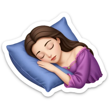 sleeping beauty brunette white girl with a silk pillow sticker