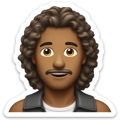 Homme brun avec longs cheveux bouclés  sticker
