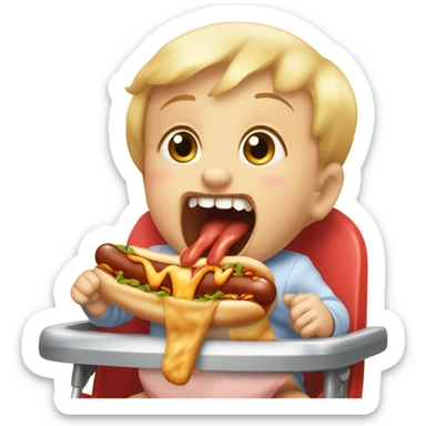 baby eating a hotdog sticker