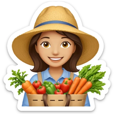 Shopper with veggie tote,Farmers’ Market. sticker