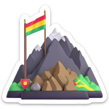 Mountain with Kurdish flag and ancient artifacts sticker
