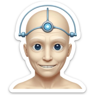 mutant test subject portrait, head and shoulders only, third eye on forehead, pale skin, creepy calm smile, lab experiment style, 3D cartoon, mobile game icon style, clean background, no text, no watermark

 sticker