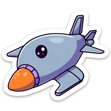 A cartoon spaceship with big sparkly kawaii eyes sticker