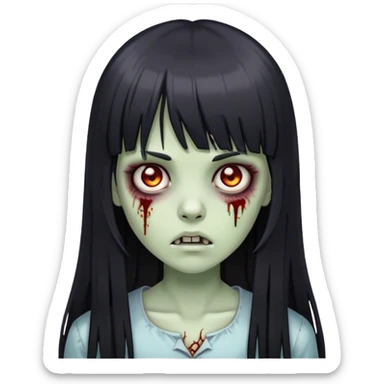 zumbie girl with black long straight hair with bangs (like this 🧟‍♀️) sticker