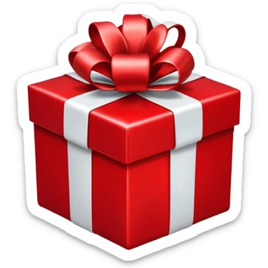 a red gift with a white bow that opens and red hearts fly out of it sticker