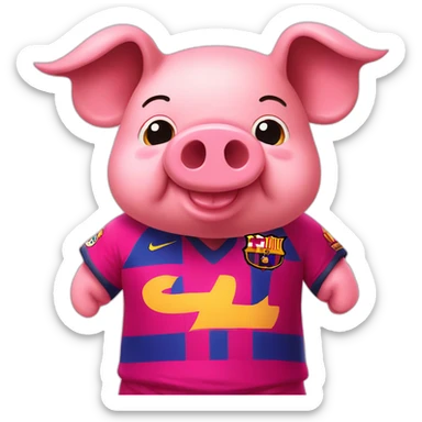 pig, barcelona jersey, fat sticker