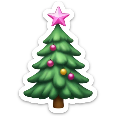 Christmas tree with a pink star sticker