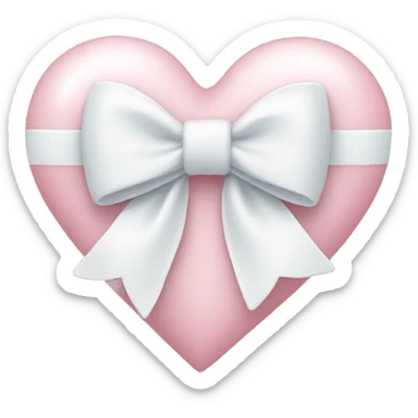Pastel pink heart with white bow sticker