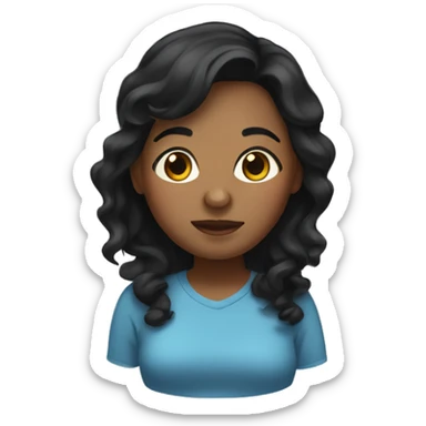 Brown-skinned, female, overweight, with wrinkles, and black wavy hair. sticker
