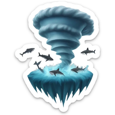 Tornado with sharks inside  sticker