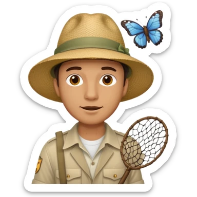man holding butterfly net sticker