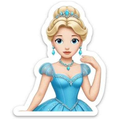 Cinderella in turquoise evening dress with gems sticker