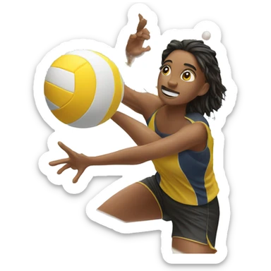 Person hitting a volleyball over the net sticker
