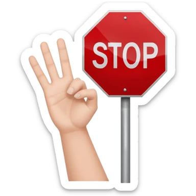 a hand saing no to something, witth a stop singh sticker