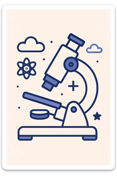 microscope in a modern flat style symbolizing science sticker
