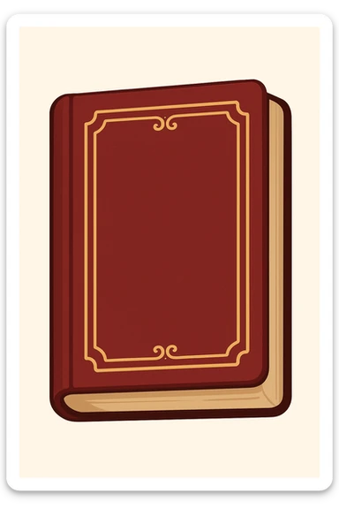 Create an emoji of a classic French book inspired by 'À la recherche du temps perdu' with a deep red cover, gold title, elegant and minimal design, no text. Maintain a classic and refined look. sticker