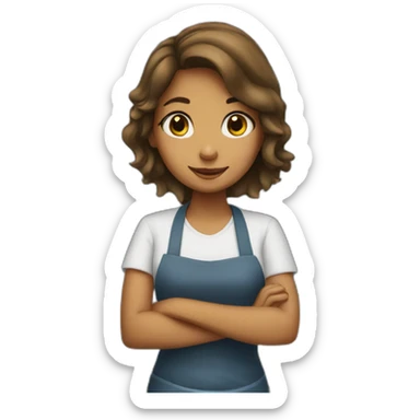 A girl working at sandwich shop sticker