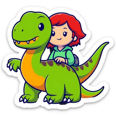 Red-haired girl with a dinosaur tail and animal paws instead of hands and feet sticker