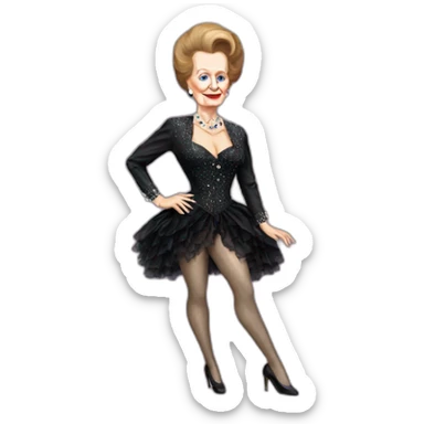 Margaret Thatcher as a burlesque Dancer dress sticker