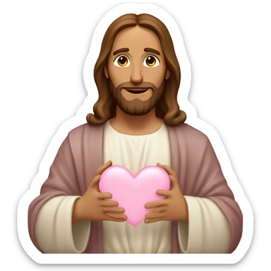 Jesus making light pink heart with hands sticker