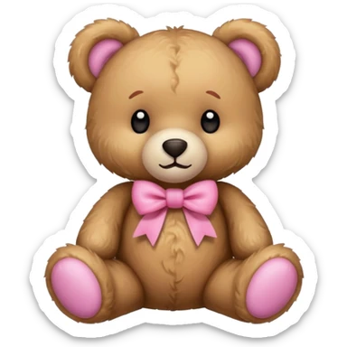 Cute teddy bear with a pink bow. sticker