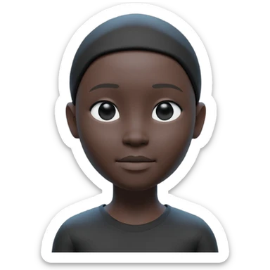 Minimalist 3D avatar, smooth matte plastic texture, soft cinematic lighting. The entire figure is completely black and matte. no eye sockets, no pupils, no eyebrows, clay render style, modern digital illustration, octane render. sticker