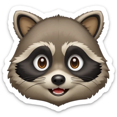 Create emojis from a picture with a raccoon's face. Different emotions, with the addition of paws sticker